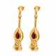 Gold Earrings with Rhombus, Bordeaux Drop & Coins