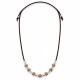 Collar con cuentas de plata, tubos y separadores de cerámica marrón