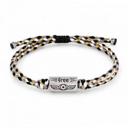 Bracciale con Tubicini in Acciaio Inossidabile Argento "Free" su Cordoncino Colorato