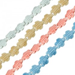 Perle en Porcelaine Tortue avec œil Maléfique Émaillé 14 x 18 mm Ø ~ 0.8 mm