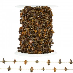 Stainless Steel 304 Chain with Tiger Eye Beads (~4-8mm (20mtr)