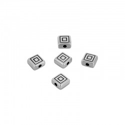 Zamak Bead Square Flattened 6.5mm Ø1.6mm