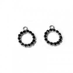 Colgante de Metal Redondo Círculo con Strass 10mm