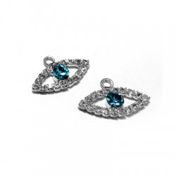 Charm in Metallo Occhio Turco con Strass 10x22mm