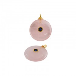 Ροζ Χαλαζίας Μοτίφ Στρογγυλό 18x22mm/6mm