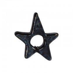 Pendentif Étoile En Céramique Émaillée Noir 36 x 39 mm Ø 10.5 mm