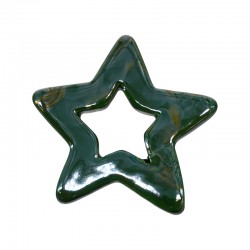 Pendentif en Céramique Émaillée « Étoile » Vert 46 mm