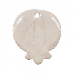 Enameled Ceramic Pendant White Pomegranate 44x50mm