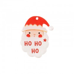 Plexi Acrylic Pendant Santa Claus "HO HO" 31x40mm/3mm Ø2mm
