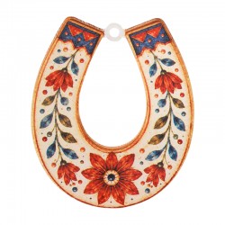 Plexi Acrylic Pendant Horseshoe & Flowers 51x60mm/3mm Ø3mm