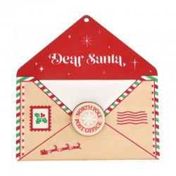 Wooden Pendant Christmas Letter Dear Santa 97x100mm/3mm Ø3mm