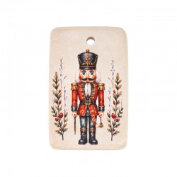 Pendentif rectangulaire en céramique « Casse-noisette » 50 mm/60 mm. Ø 3 mm