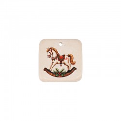 Ceramic Pendant Square Rocking Horse 30mm/5mm Ø~2.4mm