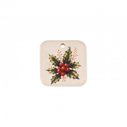 Ceramic Pendant Square Lucky Mistletoe 30mm/5mm Ø~2.4mm