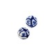 Enameled Ceramic Bead Round with Leaves 10mm