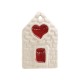 Enameled Ceramic Pendant House with Heart 35x56mm