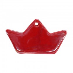 Enameled Ceramic Pendant Red Boat 68x39mm