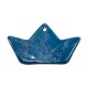 Enameled Ceramic Pendant Dark Blue Boat 68x39mm