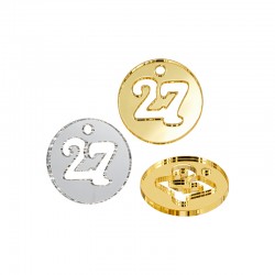 Plexi Acrylic Lucky Pendant Round "27" 18mm Ø1.8mm
