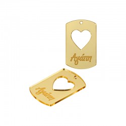 Plexi Acrylic Lucky Pendant Tag "Αγάπη" 26x40mm/2mm Ø2mm