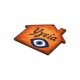 Wooden Pendant House "Υγεία" with Evil Eye 85x71mm Ø3mm