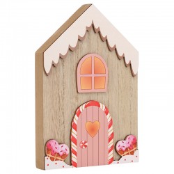 Wooden Deco Candy House with Hearts 120x180mm