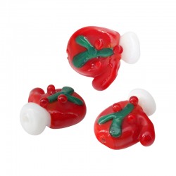 Murano Style Bead Christmas Glove Mistletoe ~15-18mm