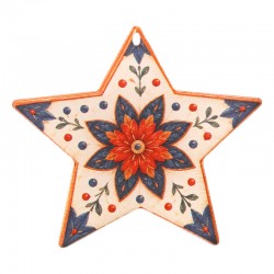 Pendentif en Plexiglas Acrylique « Étoile avec Fleurs » 64 x 57 mm / 3 mm Ø 1,7 x 3 mm