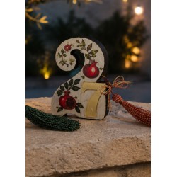 Decorazione in Legno "Fortuna" con Melograno "27" 67x100 mm/17 mm