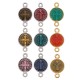 Enameled Zamak Charm Round Cross & Saint Figure 10mm
