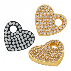Charm en Laiton et Zircon en Forme de cœur 10 x 14 mm/2 mm