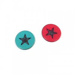 Plexi Acrylic Cabochon  Round Pendant with Engraved Star 15mm
