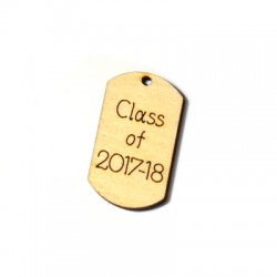 Wooden Pendant Tag "CLASS OF 2017-18" 40x22mm