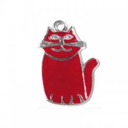 Pendentif Chat Émaillé en Métal/Zamak 19x28