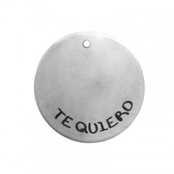 Brass Charm Round 20mm 'Te Quiero' (Ø 1.2mm)