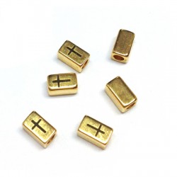 Brass Bead Tube with Laser Engraved Cross 5x3mm (Ø 1.8mm)