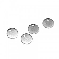 Charm in Ottone medaglietta Rotonda 8mm/spess.0.8mm (Ø1,2mm)