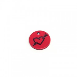 Plexi Acrylic Cabochon  Round Pendant with Engraved Heart Arrow 15mm