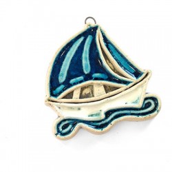 Ceramic Enamelled Pendant Boat 53x54mm