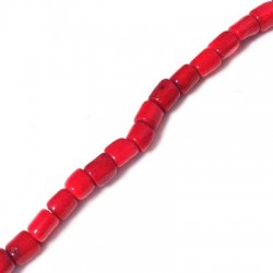 Κοράλι Μπαμπού Χάντρα Σωληνάκι (~9.3x7.5mm) (~51τμχ/κορδόνι)