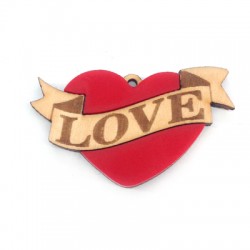 Wooden Pendant Heart Love 50x29mm
