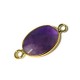 Conector de Latón Ovalado con Piedra Semipreciosa Amatista 13x18mm