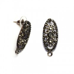 Zamak Earring w/ Loop and Rhinestones 11x29mm