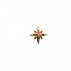 Brass Earring Star w/ Zircon 13mm