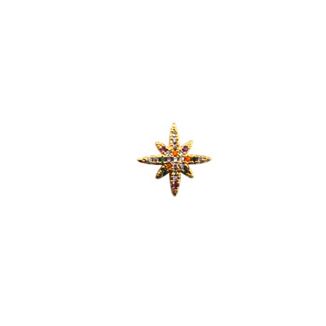 Μεταλλικό Μπρούτζινο Σκουλαρίκι Αστέρι με Ζιργκόν 13mm