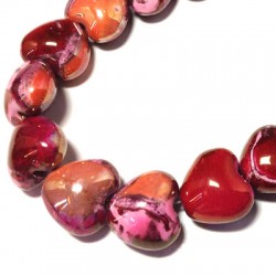 Ceramic Slider Heart Bead w/ Colorful Enamel 22x19mm (Ø4mm)