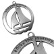 Pendentif Rond Bateau en Métal/Zamac, 40mm