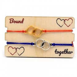 Wooden Card 85x50mm w/ 2 Bracelets Set Round