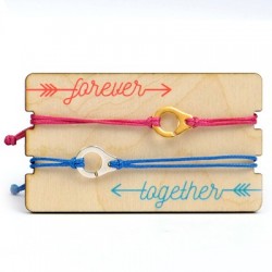 Wooden Card 85x50mm w/ 2 Bracelets Set Cuffs