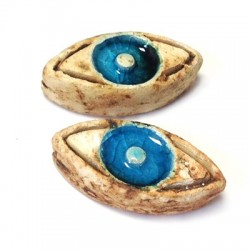 Enamel Ceramic Slider Evils Eye Stonewashed 24x12mm (Ø 1.7mm)